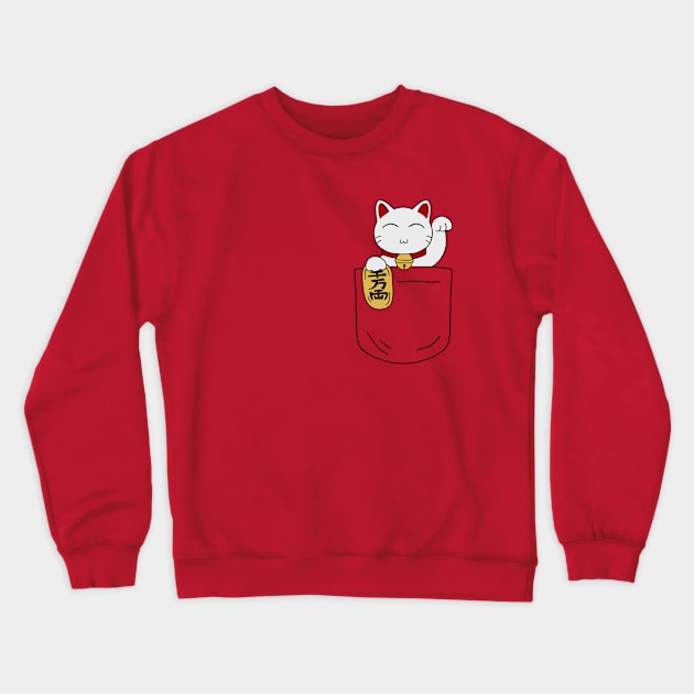 Maneki Neko Pocket Crewneck Sweatshirt by CCDesign